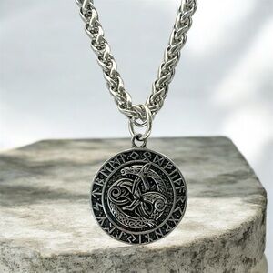 Men's  316L Stainless Steel Viking Celtic Ouroboros Dragon Pendant Necklace